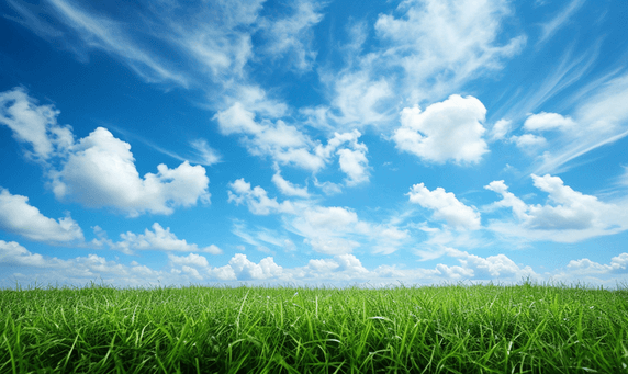创意自然风景草地蓝天白云草坪