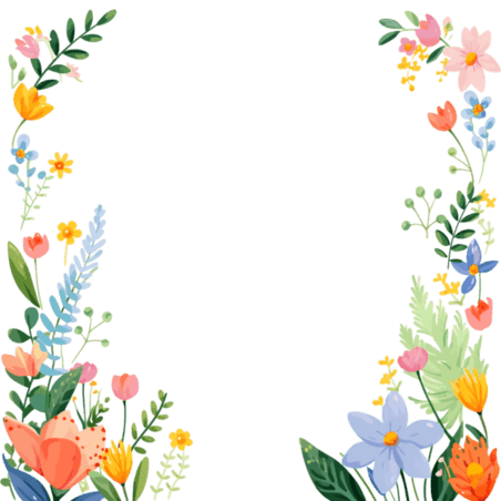 创意春天免抠元素花草边框手绘植物简约浪漫