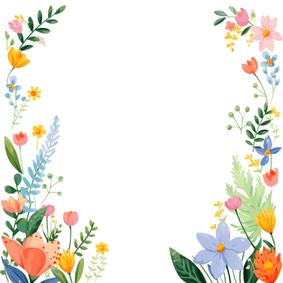 创意春天免抠元素花草边框手绘植物简约浪漫
