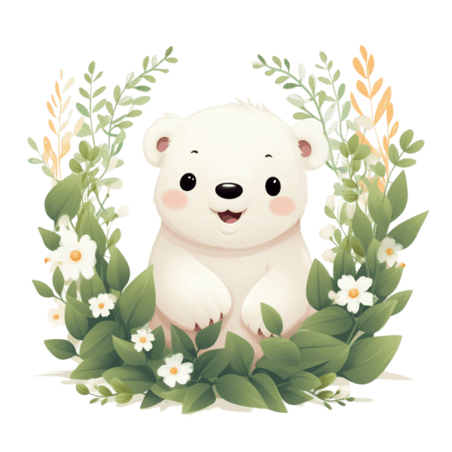 创意素材可爱白熊元素卡通动物免抠图案