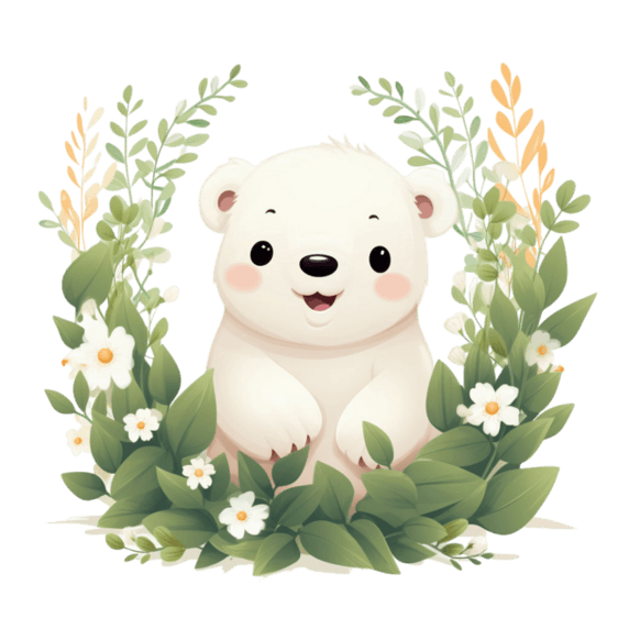 创意素材可爱白熊元素卡通动物免抠图案