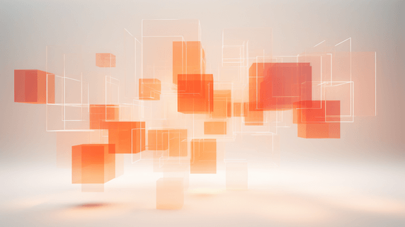 创意橙色抽象商务艺术透明玻璃风立体空间背景