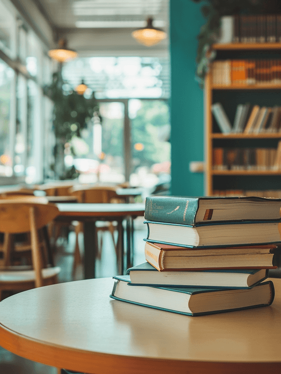 创意阅读书本看书学习特写图书馆自习室