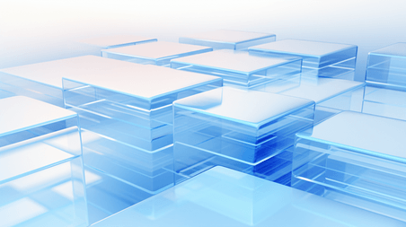 创意蓝色科技感信息数字化立体玻璃感商务抽象背景14