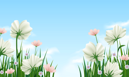 创意简约唯美花边春季春天卡通花园植物花朵背景