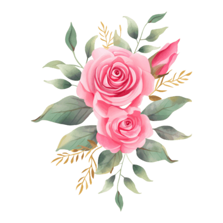 创意粉色玫瑰花插画情人节水彩装饰元素