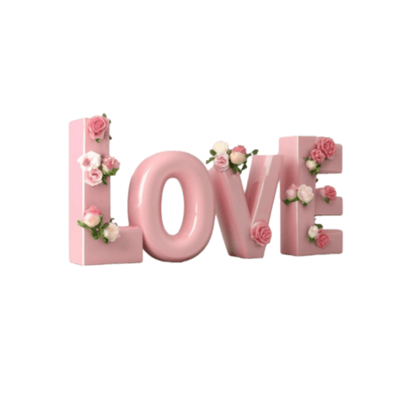 创意情人节粉色3D英文LOVE艺术字