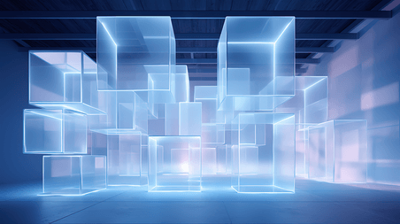 创意透明渐变方块商务抽象玻璃空间感矩形设计