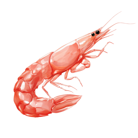 创意生鲜水产虾卡通食物白灼大虾元素免抠图案