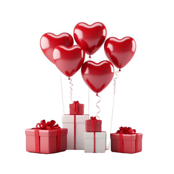 创意数字艺术情人节礼盒爱心气球礼物元素立体免扣图案