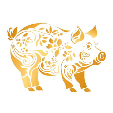 金色纹理动物创意十二生肖猪金箔元素手绘