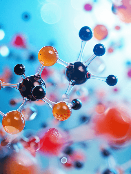 创意分子模型的三维图科学医疗生物化学分子结构式概念图