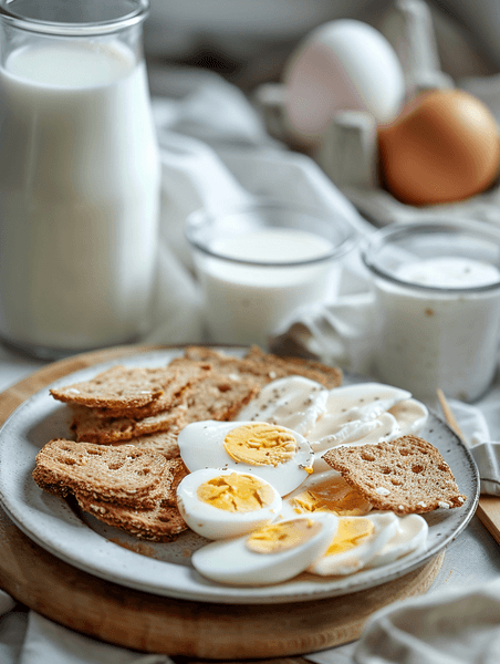 创意营养健康早餐鸡蛋牛奶餐饮美食