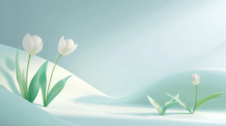 创意简约绿色墙面有花瓶花朵的春天春季花朵植物郁金香背景图11