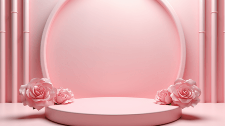 创意春天粉色情人节花朵植物妇女节电商促销展台1背景图
