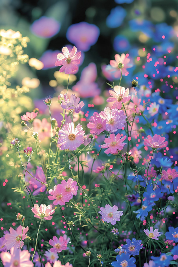 创意植物花卉花朵春天美丽的野花水珠素材