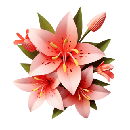 创意特色美丽百合元素植物花朵花卉妇女节免抠图案