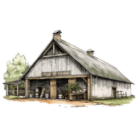 创意绘画水彩房子木屋简陋元素立体免抠图案