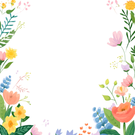 创意花草边框手绘春天免抠元素植物简约浪漫