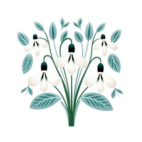 创意卡通植物花朵白色雪兰花元素立体免抠图案