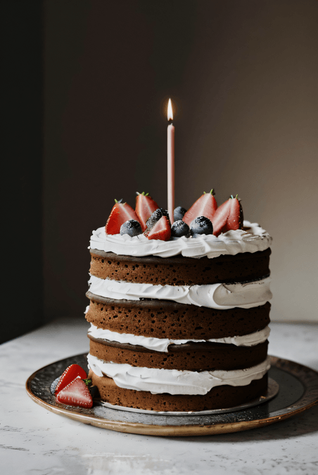 创意蜡烛一个奶油生日蛋糕摄影图9