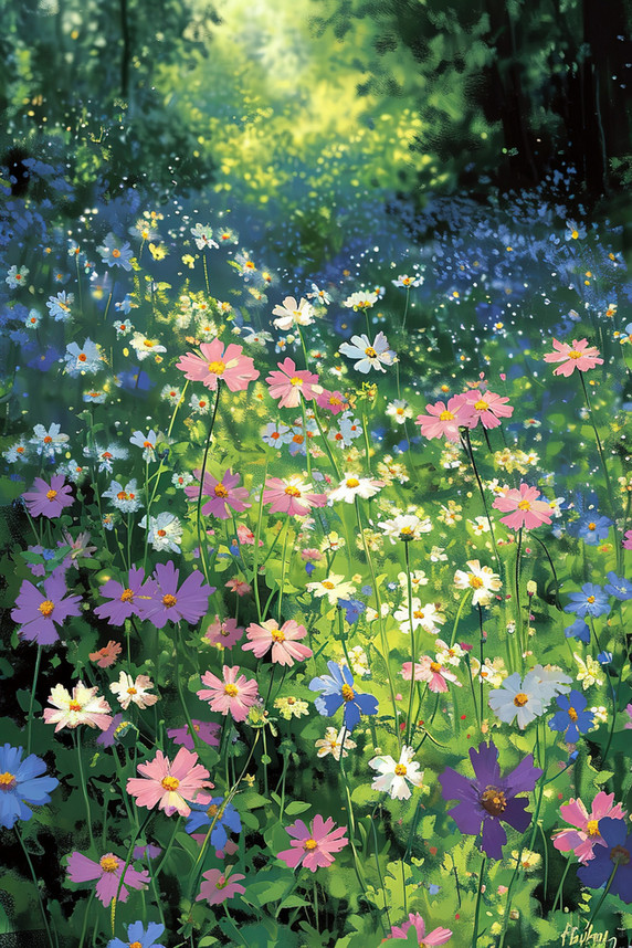 创意春天植物花卉花朵美丽的野花水珠背景图