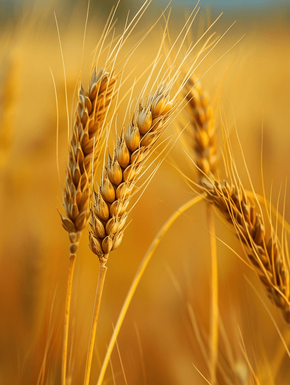 创意秋天金黄的麦穗特写丰收小麦植物农作物