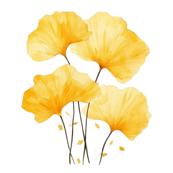 创意绘画黄色植物树叶银杏叶元素免抠图案