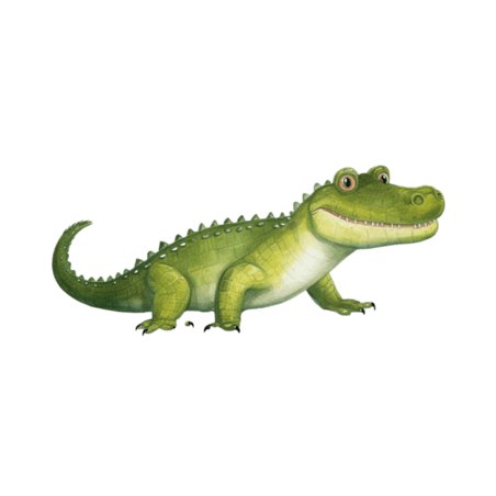 创意3d绿色鳄鱼元素立体免抠图案