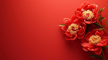 创意春节牡丹植物红色喜庆花开富贵背景8