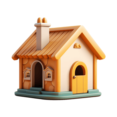创意3d小巧狗窝元素卡通木屋房屋立体免抠图案