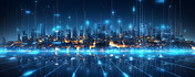 创意商务未来科技城市信息未来信号传输概念背景