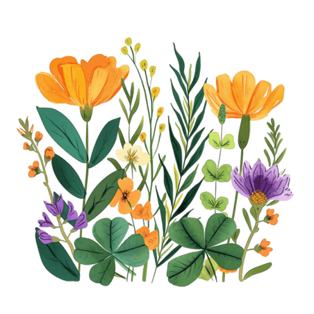 创意花草植物花朵春天手绘元素插画