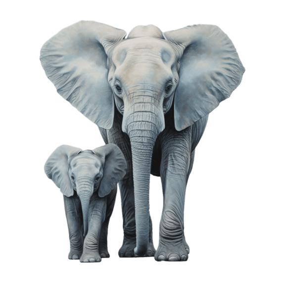水彩动物卡通白色大象元素免抠图案
