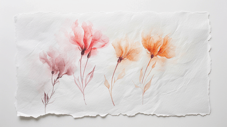 创意简约白色水彩颜色植物花卉春天花朵画画培训文艺背景