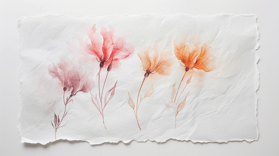 创意简约白色水彩颜色植物花卉春天花朵画画培训文艺背景