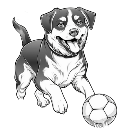 创意艺术小狗素描动物运动玩球元素免抠图案