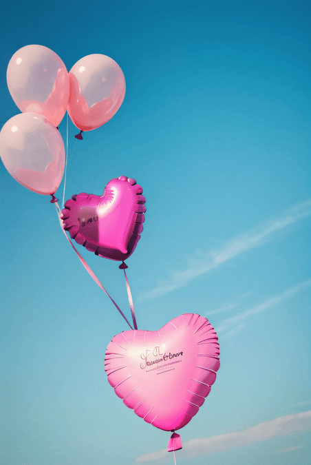 创意粉色情人节文艺浪漫天空气球摄影配图