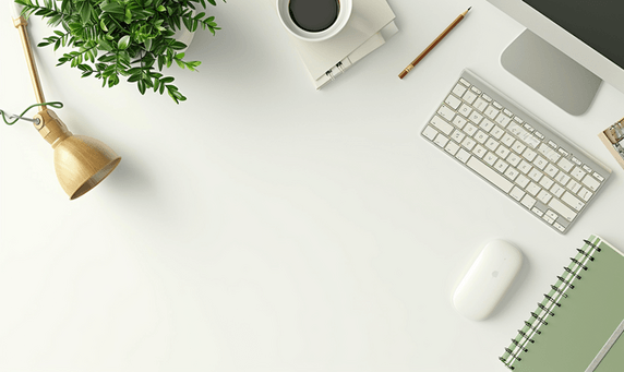 创意商务办公书桌上电脑和工作资料背景