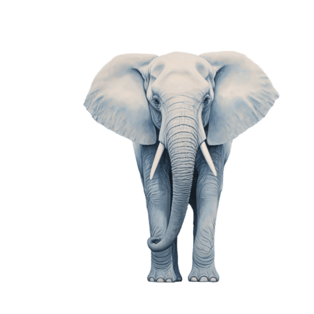 创意数字艺术白色大象元素小象卡通动物免抠图案