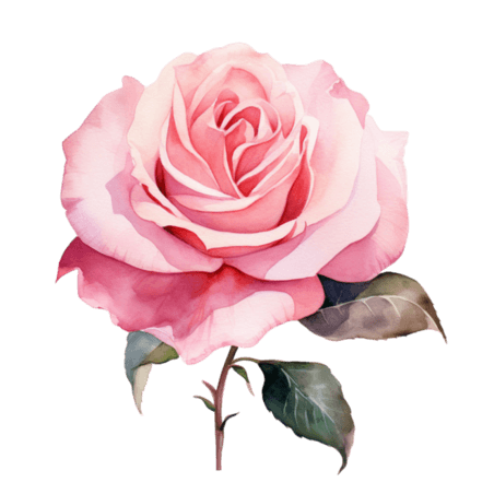 创意矢量美丽玫瑰花粉色水彩花朵元素免抠图案
