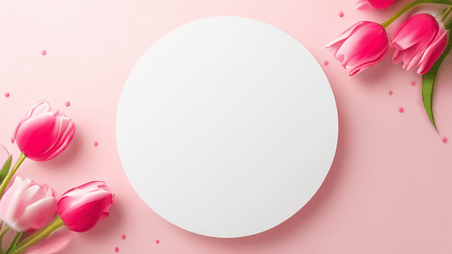 创意清新情人节妇女节花朵白色圆框边框设计图