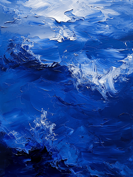 创意蓝色墙面腻子浮雕壁画海洋肌理画油画的背景图8