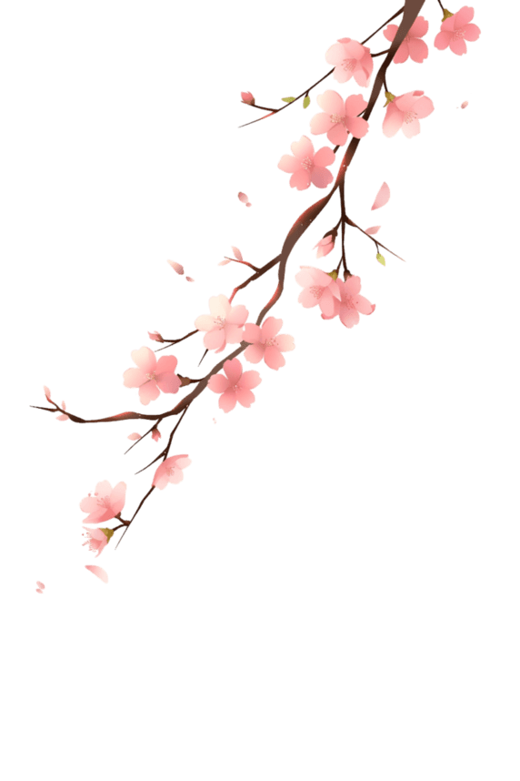 创意盛开的樱花枝手绘元素植物春天桃花树枝