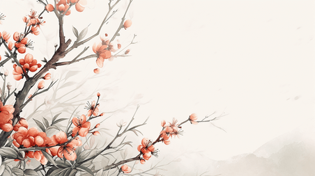 创意中国国画手绘艺术水墨中国风花朵的插画4
