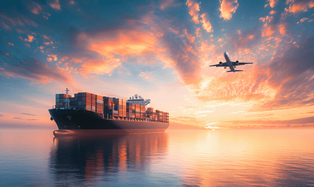 创意海上贸易集装箱货轮货运航运海运交通工具
