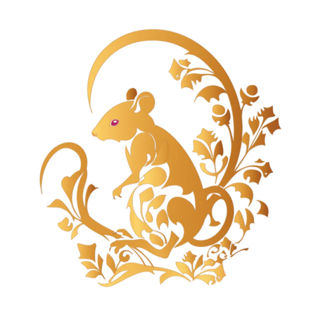 创意金色纹理动物十二生肖鼠金箔元素手绘