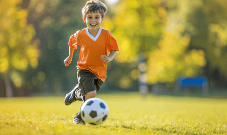 创意草地上踢足球的小男孩2运动儿童人物