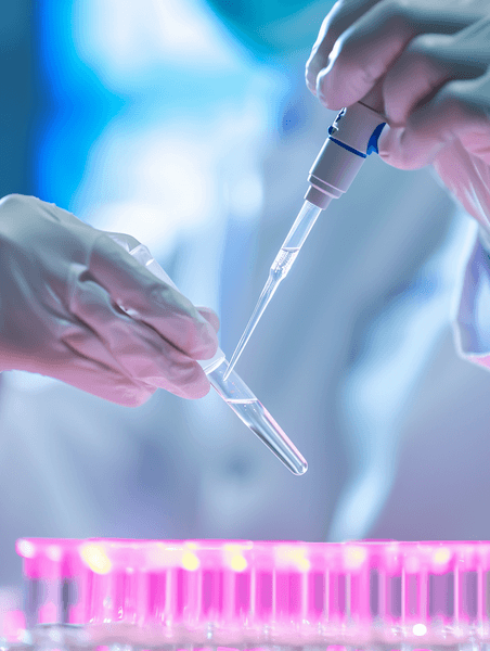 创意医学科学家和化学家在实验室使用吸管或滴管液体样品化学生物实验研究