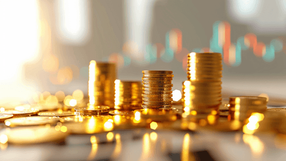 创意金色钱币硬币金币概念金融理财投资税收